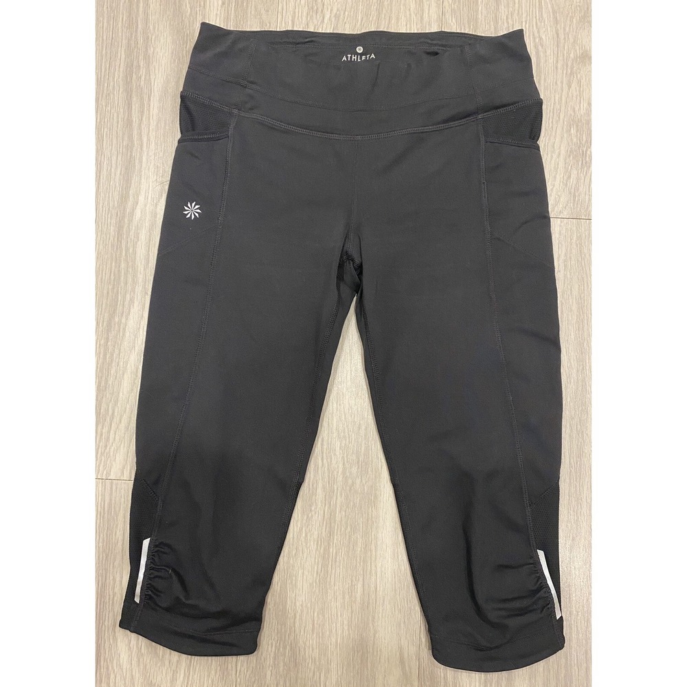 ATHLETA Women's Small Cropped 18" Leggings Pants Yoga Outdoor Pockets Black S